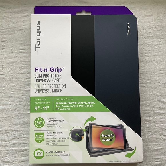 Targus Fit-n-Grip Universal 9-11” 360° Rotating Tablet Case - Black - Picture 1 of 12